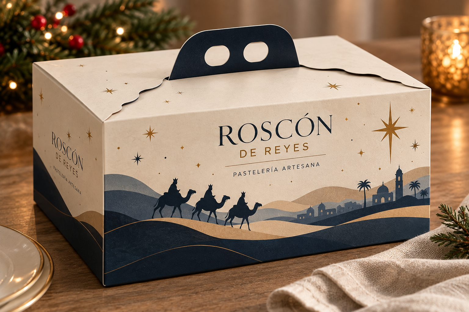 Caja cerrada para Roscón de Reyes personalizada